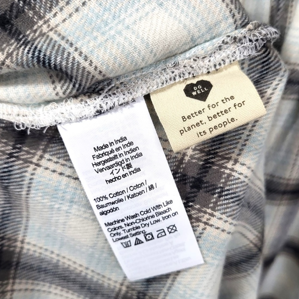Madewell Cotton Button Up Flannel Plaid Midi Dress in Blue Multicolor - Picture 13 of 15
